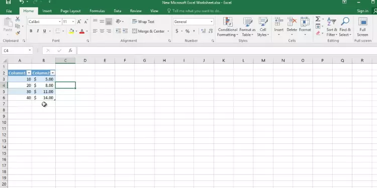 Planilha de Excel